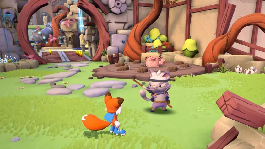 Лаки встречает противника в мире Super Lucky’s Tale, готовясь к новому приключению