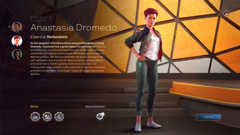 Выбор лидера для Марса в игре Terraformers, Анастася Дромедо