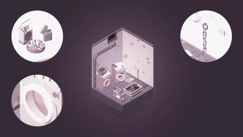 Сцена из игры The Almost Gone, где изображена комната с элементами для исследования