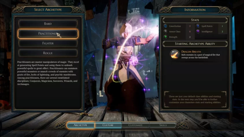 Выбор архетипа в The Bard's Tale IV: маг-манипулятор