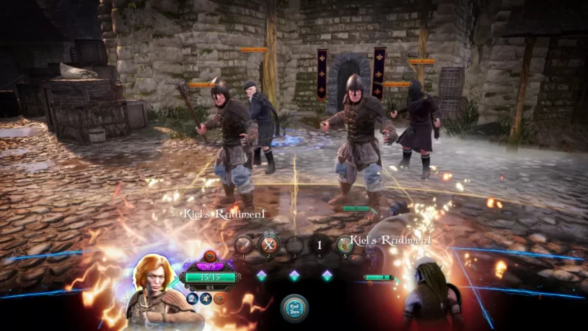 Битва в The Bard's Tale IV: сталкиваются стражи и маги
