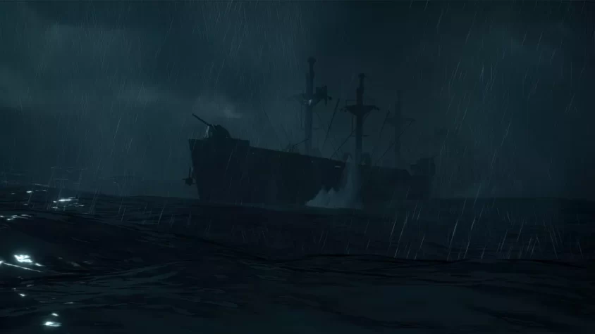Корабль в темной буре из The Dark Pictures Anthology: Man of Medan, где шторм — это, конечно, плохо, но то, что скрывается на борту, гораздо хуже
