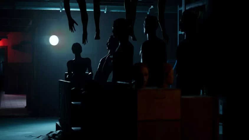 Мрачный коридор с манекенами в игре The Dark Pictures Anthology: The Devil in Me