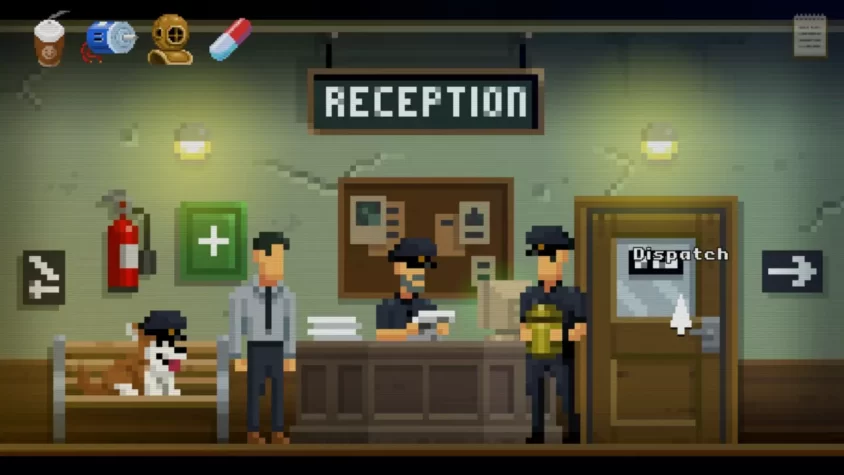 Персонажи игры The Darkside Detective в офисе