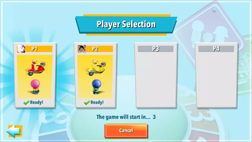 Выбор игроков перед началом игры в The Game of Life, два участника уже готовы