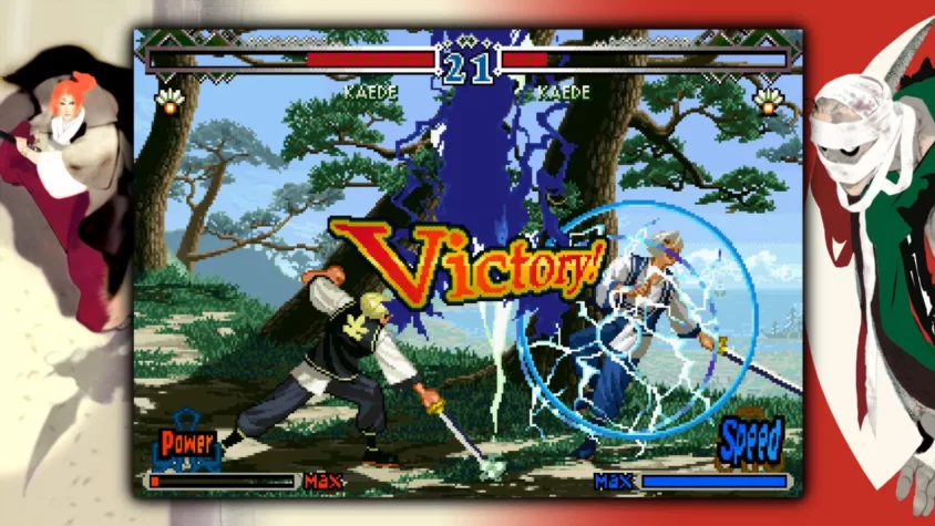 Бой в The Last Blade 2: победа Каэде, используя молнии для максимального эффекта