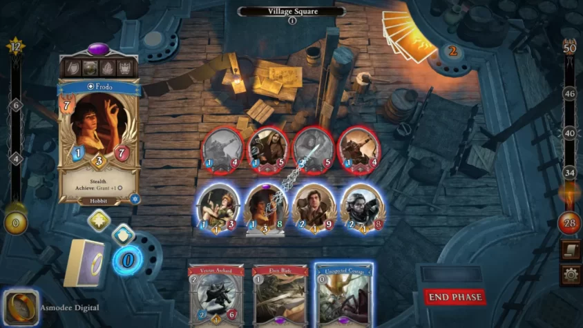 Игровой процесс в The Lord of the Rings: Living Card Game с Фродо и его командой