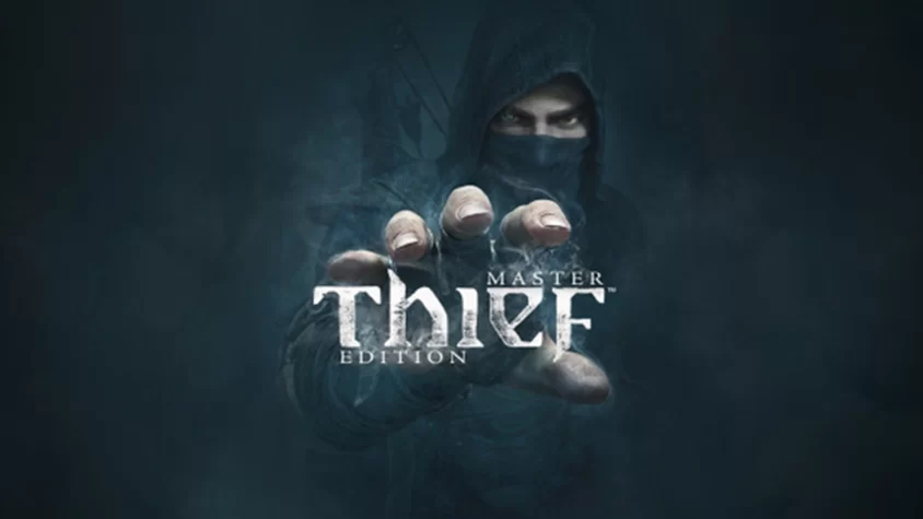 Thief - Обложка игры Обложка игры Thief, изображающий воришку в темном капюшоне, готовящегося к краже