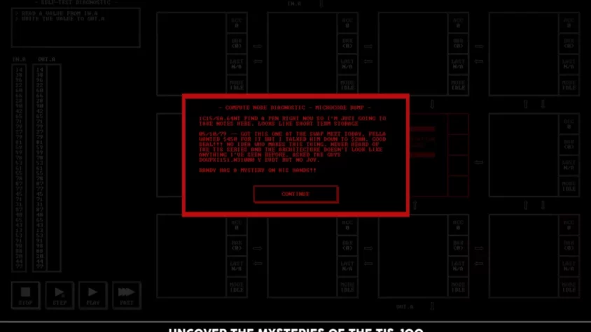 Диагностика компьютера в игре TIS-100