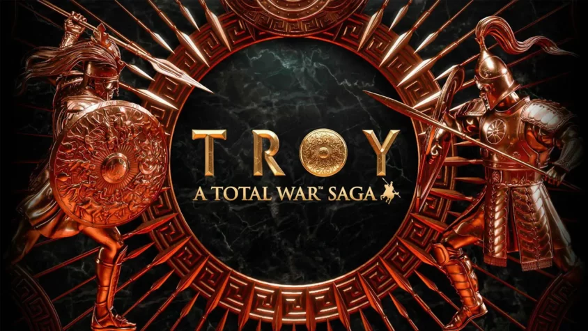 Обложка игры Total War Saga: Troy — война, мифы и легенды, в стиле классической стратегии с элементами эпичности