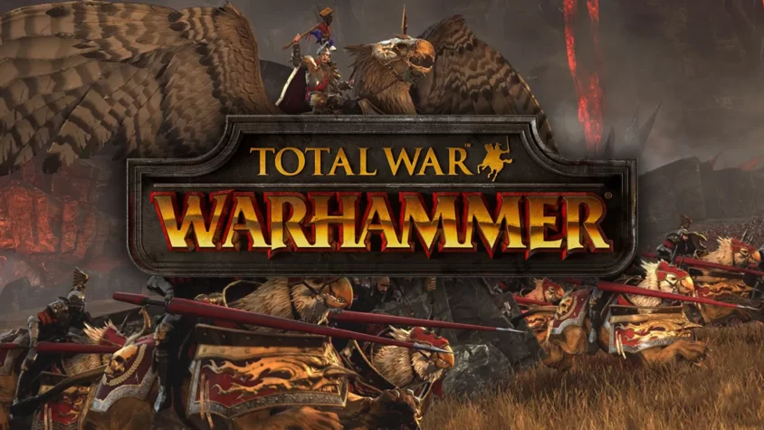 Total War: Warhammer – империя в руинах, гиганты на поле битвы Обложка игры Total War: Warhammer с армиями и гигантскими орлами