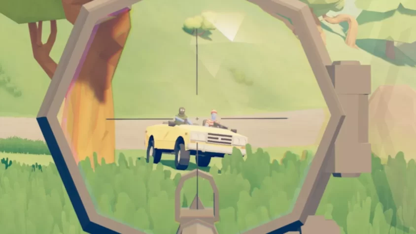 Персонажи в автомобиле в игре Totally Accurate Battlegrounds