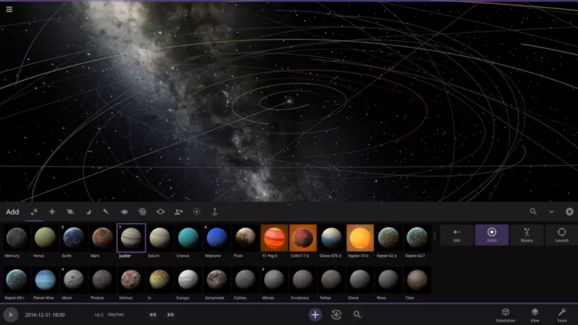 Галактика и планеты в Universe Sandbox