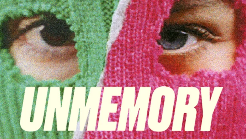Обложка игры Unmemory, с глазами, выглядывающими из дырок в вязаных масках