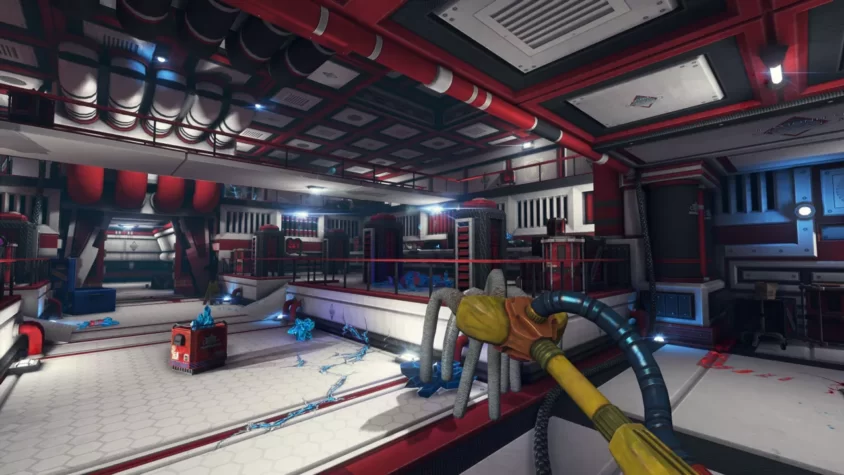 Сцена из игры Viscera Cleanup Detail, уборка на промышленной станции