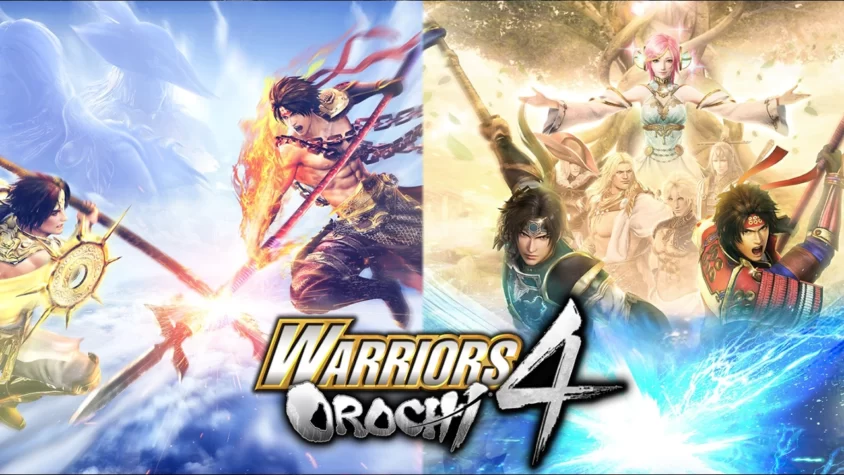 Обложка игры Warriors Orochi 4, где изображены персонажи, сражающиеся в эпическом бою