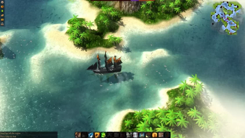 Игровой процесс в Windward, корабль плывет по морю