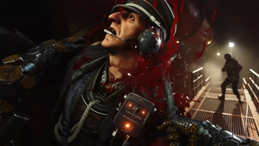 Персонаж в игре Wolfenstein II: The New Colossus сражается с нацистом, которому не повезло