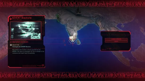 Карта XCOM 2 с выбором операции и деталями миссии