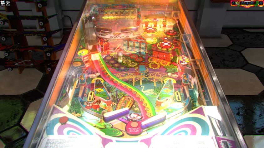 Игровое поле Zaccaria Pinball с яркими цветами и солнечными элементами