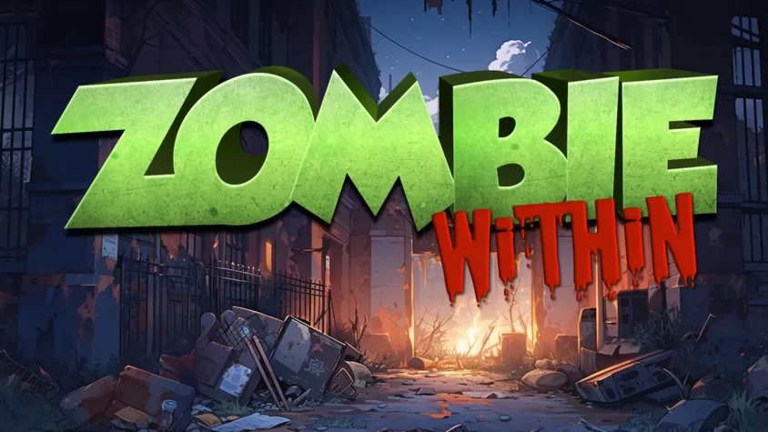 Zombie Within - Обложка игры Обложка игры Zombie Within с разрушенным городом и надписью ZOMBIE WITHIN