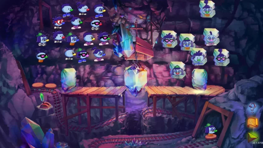 Zoombinis решают задачу с кристаллами в шахте, стоя на грани успеха или провала