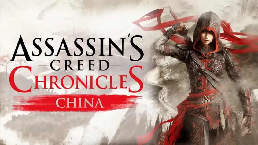 Обложка игры Assassin’s Creed Chronicles: China с героиней в красном капюшоне Главная героиня Assassin’s Creed Chronicles: China в эффектной позе на фоне Великой китайской стены