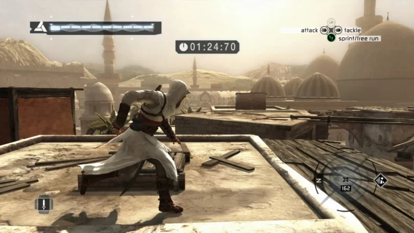 Альтаир мчится по крышам восточного города в Assassin’s Creed