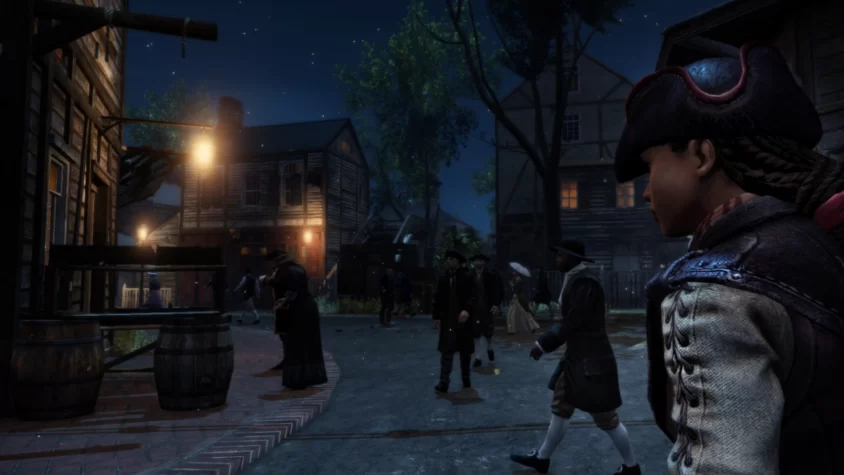 Герой Assassin’s Creed Liberation среди прохожих на улице