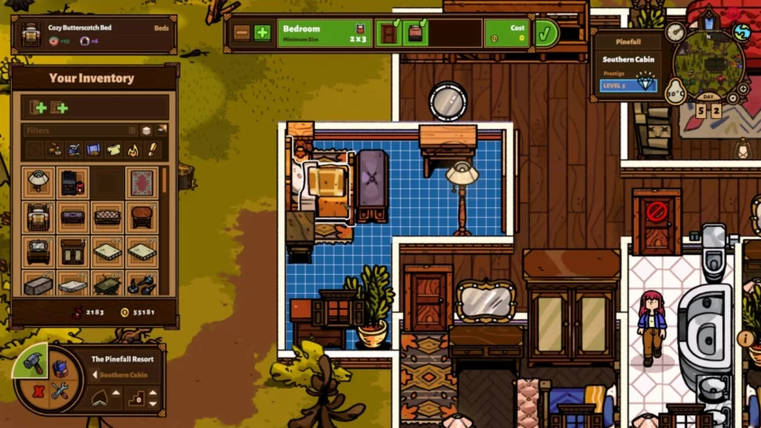 Игровой процесс Bear and Breakfast с обустройством уютной спальни