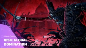 Промо-арт Prime Gaming для Risk: Global Domination с генералом на фоне битвы
