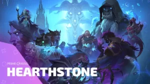 Персонажи HearthStone на фоне ледяной цитадели — обложка для статьи о раздачах и бонусах Prime Gaming