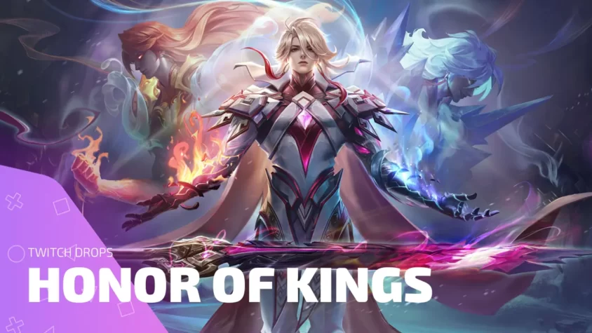 Honor of Kings — все Twitch Drops и халява для зрителей стримов Герой из Honor of Kings с элементами огня и льда на фоне Twitch Drops