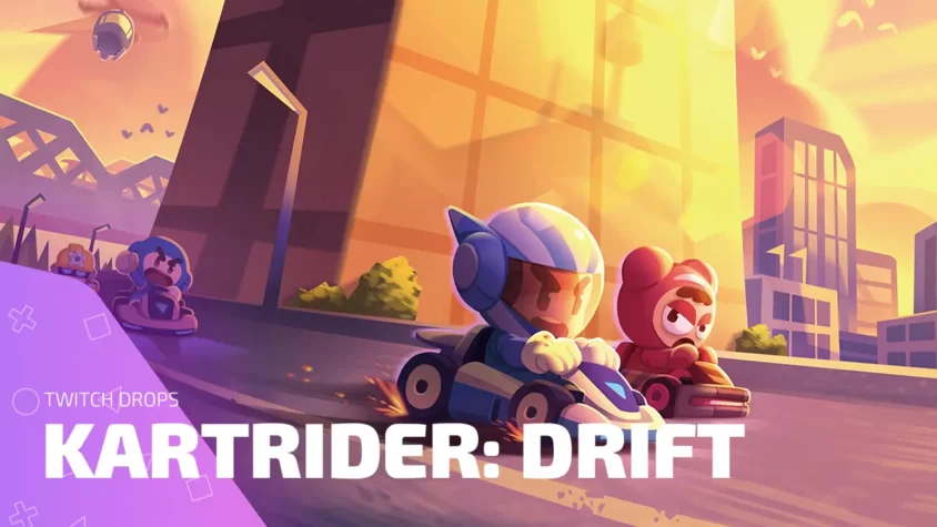 Twitch Drops в KartRider Drift — как получить эксклюзивные награды и скины Персонажи KartRider Drift участвуют в гонке на фоне города во время акции Twitch Drops