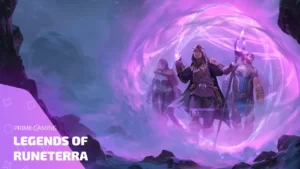 Персонажи из Legends of Runeterra в фиолетовом портале — акция Prime Gaming