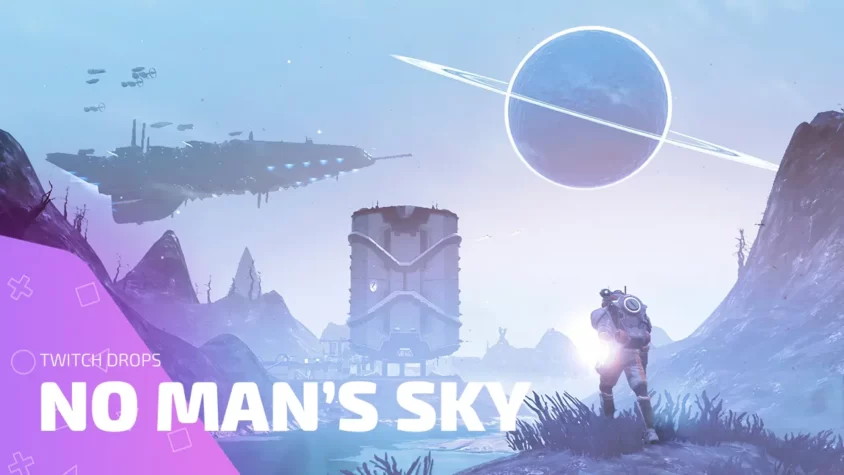 No Man’s Sky — все Twitch Drops и награды за стримы Twitch Drops в No Man’s Sky — космическая база, корабль и планета на фоне