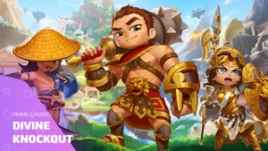 Персонажи из Divine KnockOut на фоне арены — промо для Prime Gaming с бонусами и дропами
