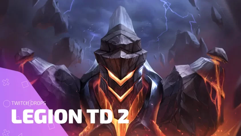 Twitch Drops Legion TD 2 — изображение каменного босса и молнии