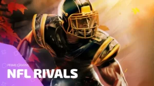 Игрок NFL в защитной экипировке на фоне осенних листьев — обложка раздачи NFL Rivals в Prime Gaming
