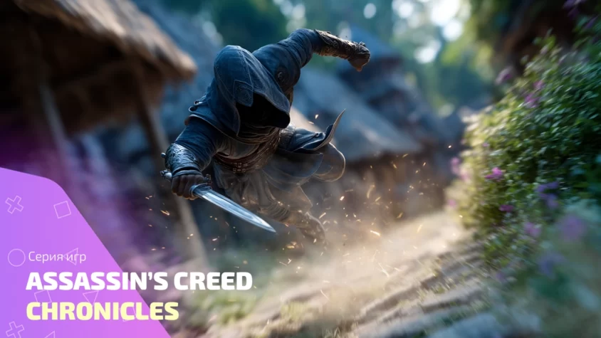 ассасин из Assassin’s Creed Chronicles прыгает с клинком