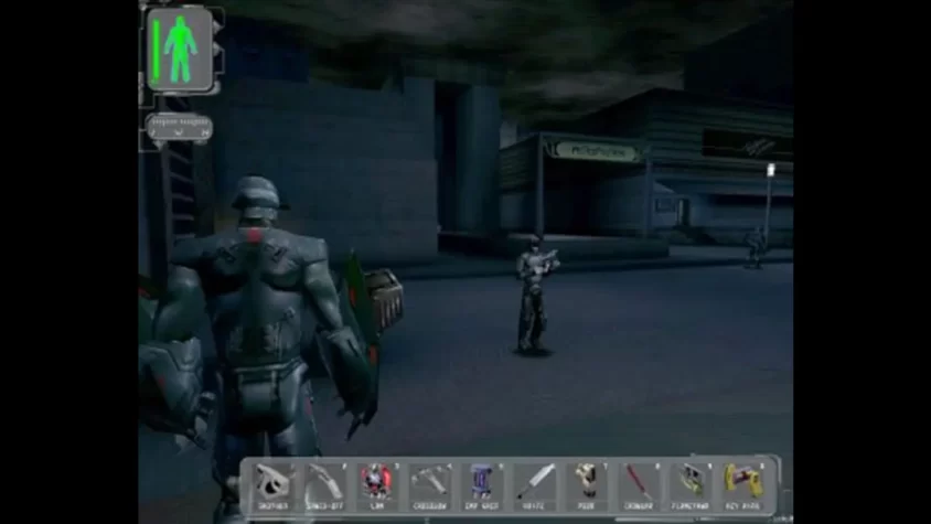 Бронированные бойцы на мрачной улице Deus Ex обсуждают, кого патрулировать первым