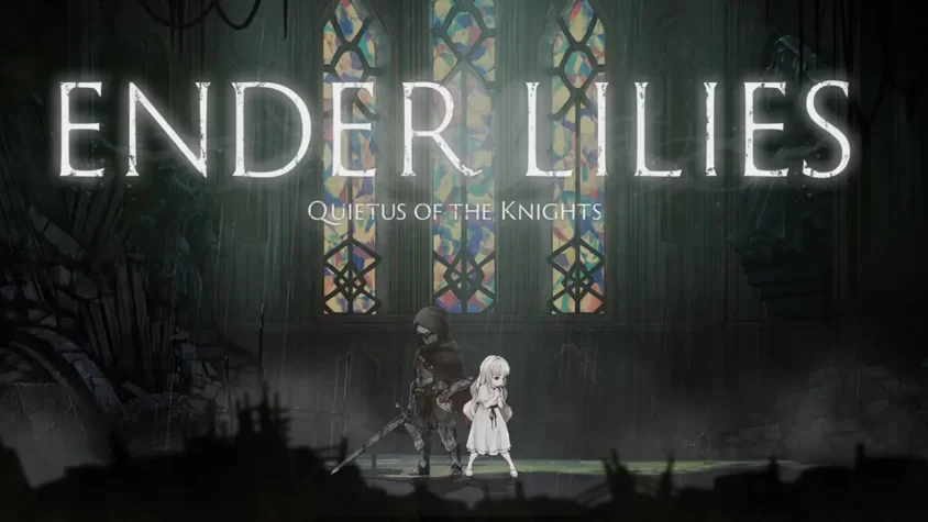 Обложка ENDER LILIES: Quietus of the Knights Обложка игры ENDER LILIES: Quietus of the Knights с таинственным рыцарем и маленькой девочкой на фоне готических витражей
