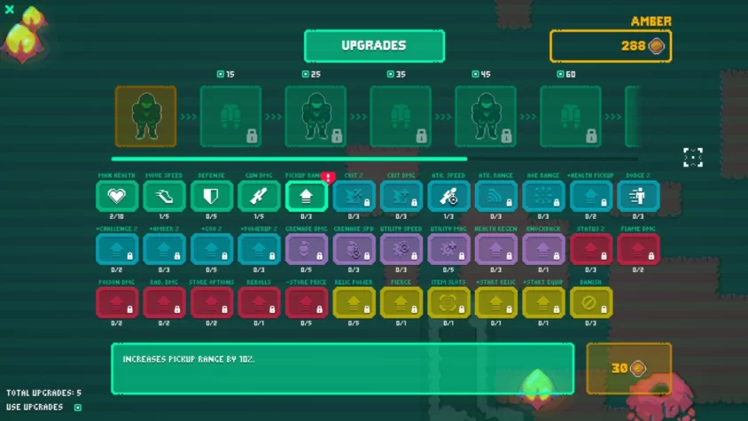 Меню улучшений в Hive Jump 2: Survivors с множеством опций и замков