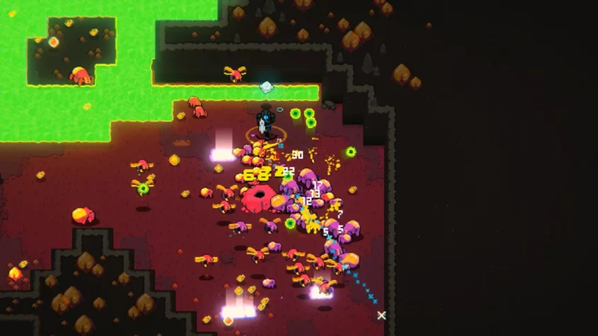 Игрок в окружении толпы инопланетных жуков в Hive Jump 2: Survivors
