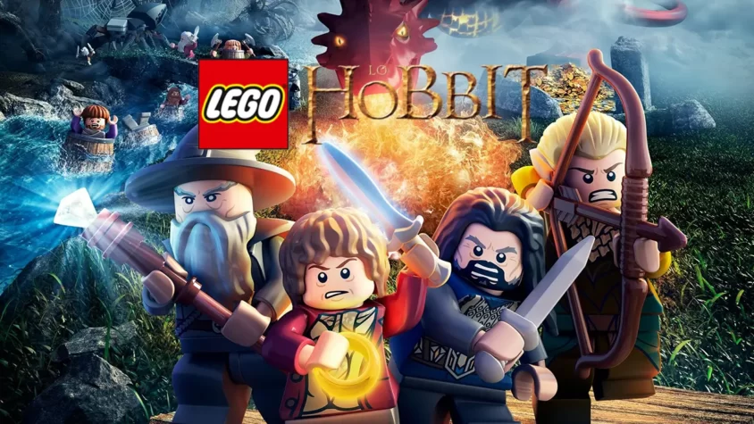 Героическая команда из LEGO The Hobbit с серьезными лицами и пластиковыми мечами
