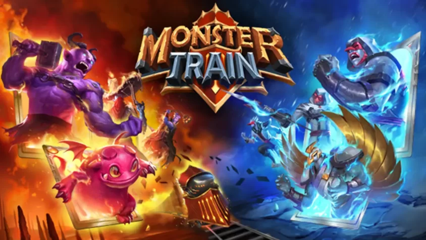 Обложка игры Monster Train Обложка игры Monster Train с демонстративным столкновением огня и льда, где демоны и ангелы готовы устроить безумную вечеринку на рельсах