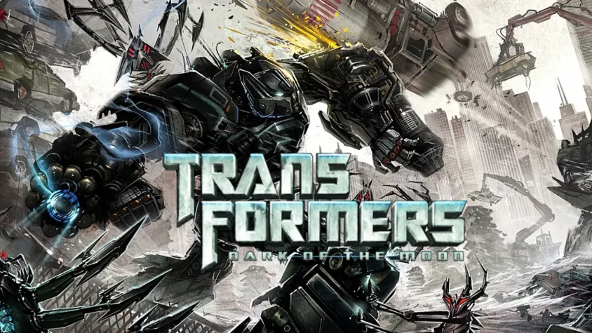 Когда сюжет не спасает — пускай арт орёт обложка Transformers: Dark of the Moon с трансформерами в боевой позе на фоне разрушенного город