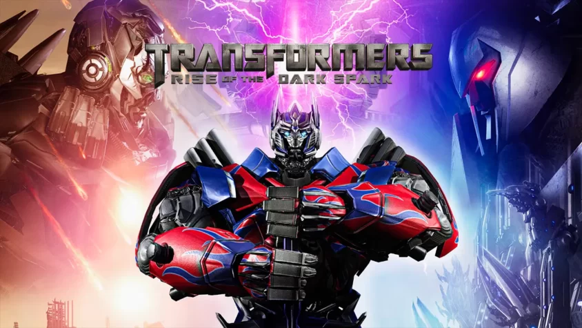 Обложка игры Transformers: Rise of the Dark Spark с Оптимусом Праймом на фоне молний