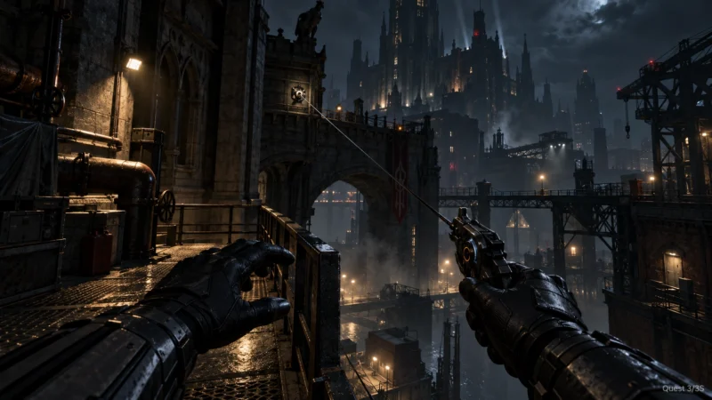 Вид от первого лица и гаджет Бэтмена в Batman Arkham Shadow