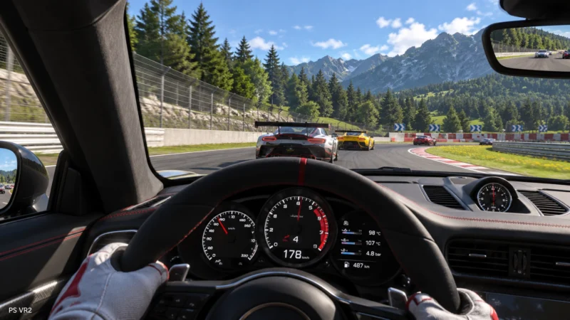 Вид из кокпита автомобиля в Gran Turismo 7 с PS VR2